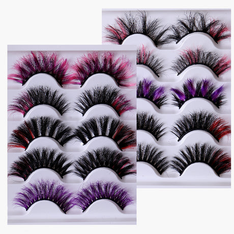 Colorful Fried 5 Pairs Of False Eyelashes Multi-Layer Thick Cross Mink Hair Eyelashes 8D FLUFFY - V.I.P Digital Presence