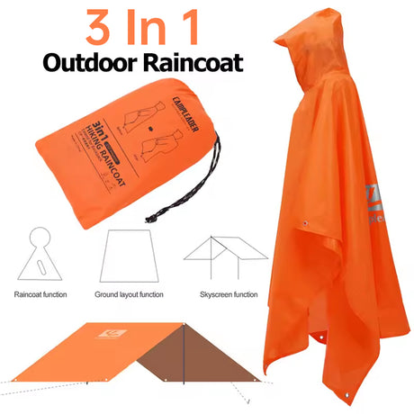 3 - in - 1 Waterproof Rain Poncho for Outdoor Use: Motorcycle, Camping, Hiking & Travel - V.I.P Digital Presence