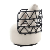 COOLMORE Upholstered Tufted Living Room Chair Textured Linen Fabric Accent Chair with Metal Stand - V.I.P Digital Presence