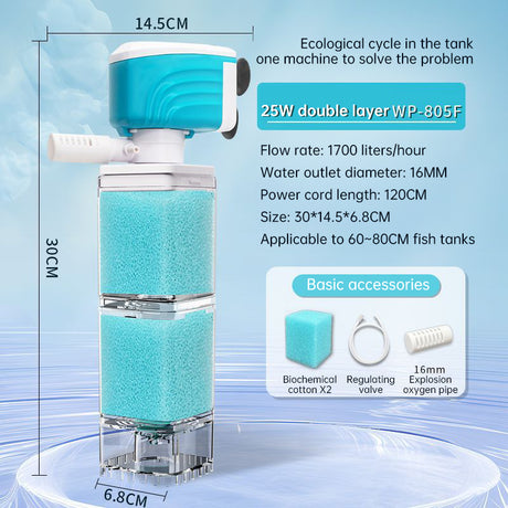 Multifunctional Aquarium Sponge Filter: Water Purifier, Pump, Wave Maker, with Suction Cup & Air Pump - V.I.P Digital Presence