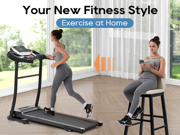 Home folding treadmill with pulse sensor, 2.5-horsepower silent brushless motor, 3-level tilt, 12 preset programs - V.I.P Digital Presence