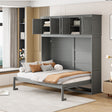 Full Size Murphy Bed Wall Bed with Top Cabinets,Gray - V.I.P Digital Presence