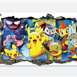 New 3D Pikachu Wall Sticker Pok é mon Wallpaper Self adhesive Cartoon Graffiti Anime Poster Children's Room PVC - V.I.P Digital Presence