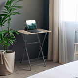 2-piece folding TV tray table without assembly, portable sofa side table, brown and black - V.I.P Digital Presence