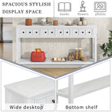 TREXM Rustic Entryway Console Table, 60" Long Sofa Table with two Different Size Drawers and Bottom Shelf for Storage (Antique W