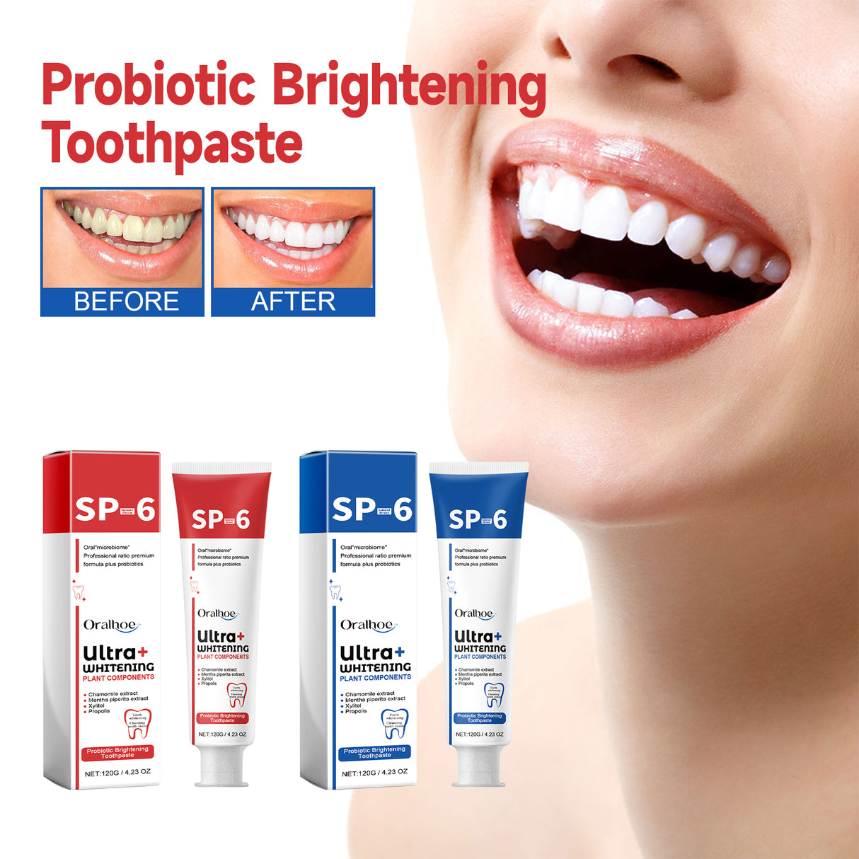 Probiotic Brightening Toothpaste, Oral Cleaning Remove Odor Stains White Teeth Gum Care Toothpaste - V.I.P Digital Presence