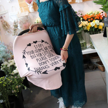 Nursing Cover Breastfeeding Scarf with Safety Warning No Touching Sign Baby Car Seat Covers - V.I.P Digital Presence