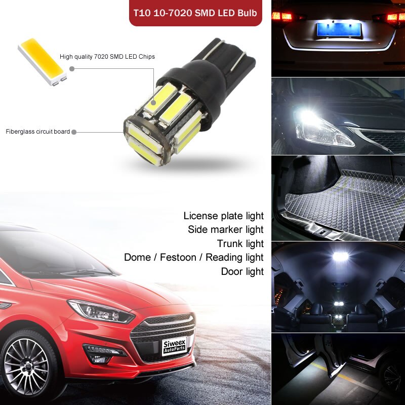 4Pcs W5W 10-7020 SMD Car T10 LED 194 168 Wedge Replacement Reverse Instrument Panel Lamp White Blue Bulbs For Clearance Lights - V.I.P Digital Presence