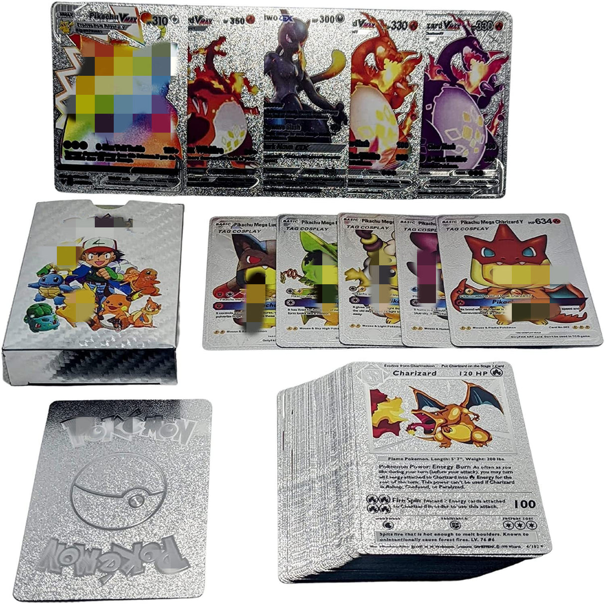 55 cartas Pok é mon de lámina dorada, cartas de batalla de cartas de colección Pok é mon Pok é mon