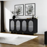 Modern Accent Sideboard Cabinet with Acrylic Doors, Freestanding Storage Cupboard Console Table for Kitchen Dining Black - V.I.P Digital Presence