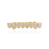 Real gold electroplated gold tooth set eight tooth full diamond hip hop tooth set tee grills - V.I.P Digital Presence