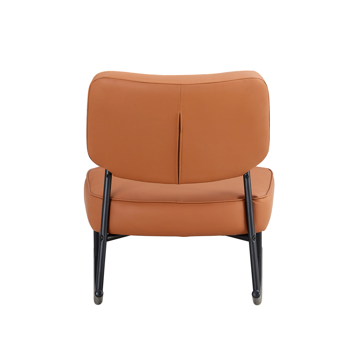 PU material cushioned rocking chair unique rocking chair cushioned seat brown backrest rocking chair black metal legs