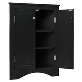 Black Triangle Bathroom Storage Cabinet with Adjustable Shelves, Freestanding Floor Cabinet for Home Kitchen - V.I.P Digital Presence