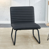 Black minimalist armless sofa chair with PU backrest paired with black metal legs