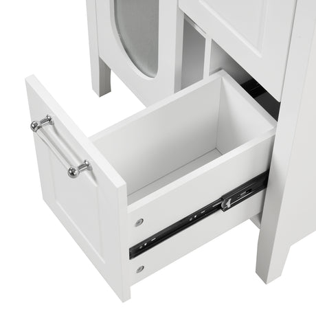 24" Bathroom Vanity with Sink, Bathroom Vanity Cabinet with Two Drawers and Door, Adjustable Shelf, Solid Wood and MDF, White - V.I.P Digital Presence