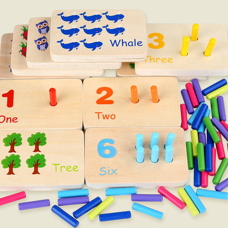 Montessori Sensory Early Education Mathematics Learning Stick Color Cognitive Matching Board Wooden Stick Game Puzzle Toy - V.I.P Digital Presence