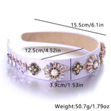Fashionable Baroque Retro Set Water Diamond Flower Wide Edge Pearl Hair Hoop - V.I.P Digital Presence