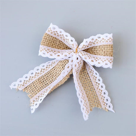 Vintage Natural Jute Burlap Lace Bows Ribbon Wedding Party Decoration Gift Box Packaging DIY Decoration Bowknot - V.I.P Digital Presence
