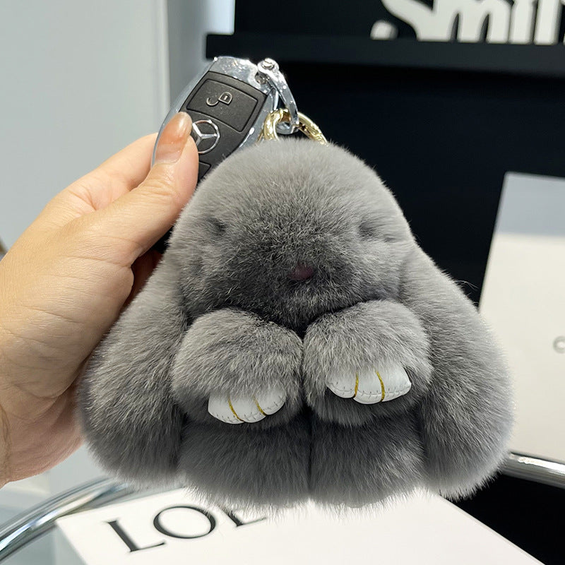 Cute Rex Rabbit Fur Doll Bunny Car Keychain Pendant Mini Bag Plush Dead Ornament Rabbit - V.I.P Digital Presence