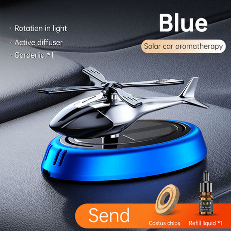 Solar Rotating Helicopter Aromatherapy Car Ornaments Car Air Freshener Alloy + ABS Wooden Aromatherapy Machine - V.I.P Digital Presence