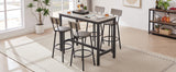 Bar Table Set with 4 Bar stools PU Soft seat with backrest Grey 47.24'' L x 23.62'' W x 35.43'' H - V.I.P Digital Presence