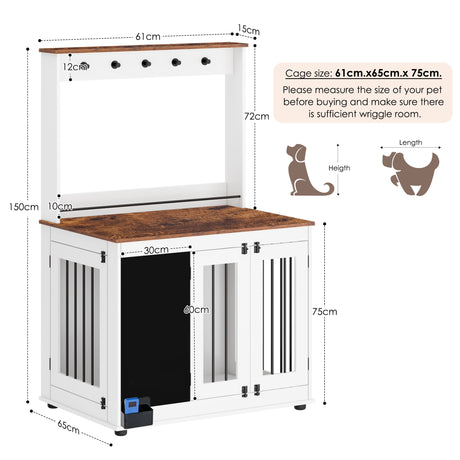 Dog crate,Graffiti dog cage, kennel with double doors, crate interior furniture, heavy wooden dog cage, large dog, white - V.I.P Digital Presence
