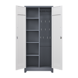 Metal storage cabinets, lockable cleaning tool cabinets, high broom tool organizers, and large storage cabinets in storage store - V.I.P Digital Presence