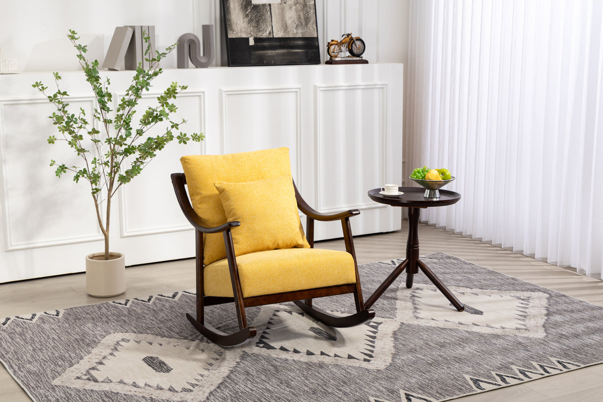 woven fabric Mid Century Modern Accent Chairs Comfy Upholstered Glider Arm Chair with Solid Wood for Living Room Bedroom Balcony - V.I.P Digital Presence