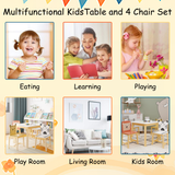 5 Piece Kiddy Table and Chair Set  Kids Wood Table with 4 Chairs Set Cartoon Animals (bigger table) (3-8 years old) - V.I.P Digital Presence