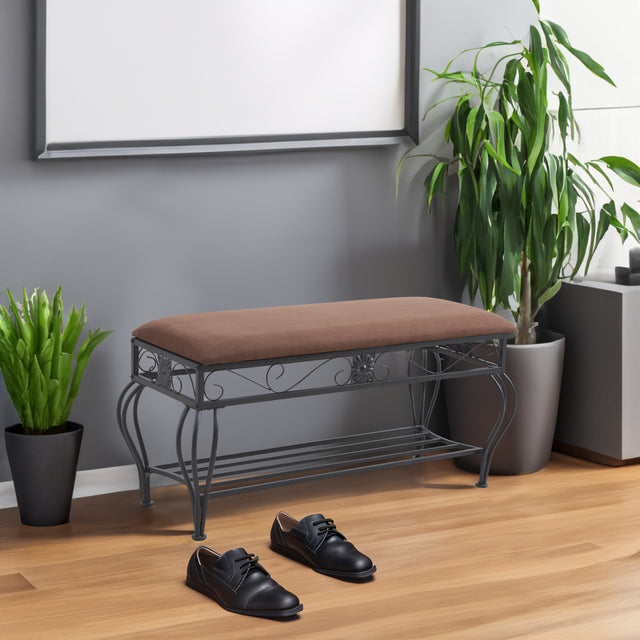 Shoe rack workbench for entrance, industrial workbench, rustic shoe rack for small spaces, padded entrance workbench - V.I.P Digital Presence