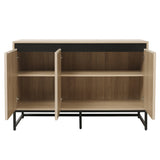 Engraved 3-door side panel with LED, self-service cabinet storage cabinet, modern coffee bar cabinet with adjustable shelf - V.I.P Digital Presence