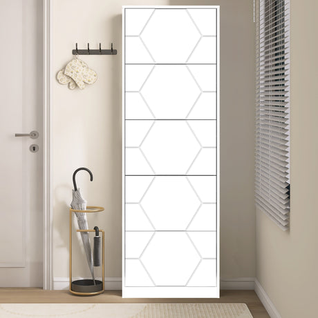 Shoe Storage Cabinet for Entryway, 5 Tiers Shoe Organizer with Carved Panels, Carving Shoe Closet,Vertical Shoe Cabinet - V.I.P Digital Presence