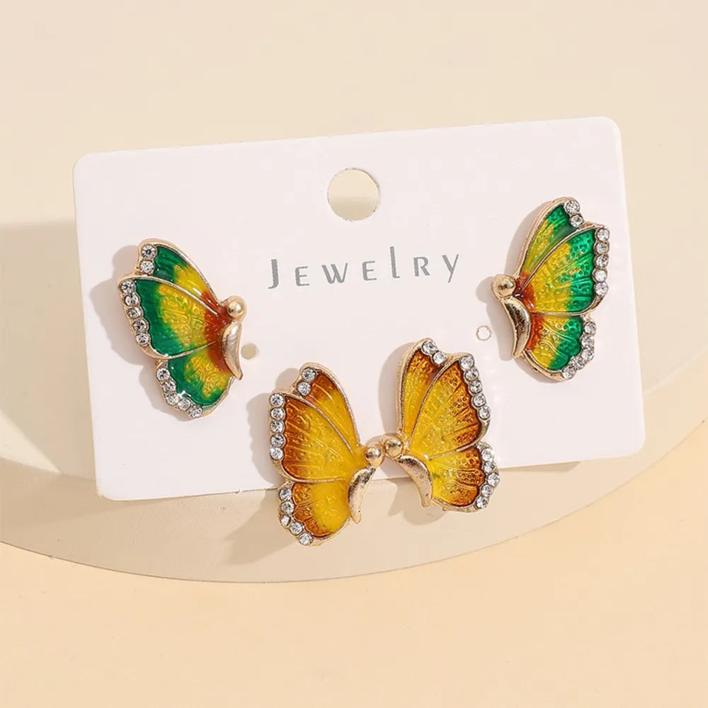 2 Piece Rhinestone Alloy Butterfly Stud Earrings - V.I.P Digital Presence