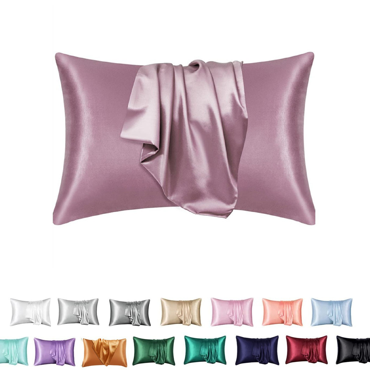 Simulation silk solid color polyester pillowcase envelope pillow pillow cases pillow pair multi-color - V.I.P Digital Presence