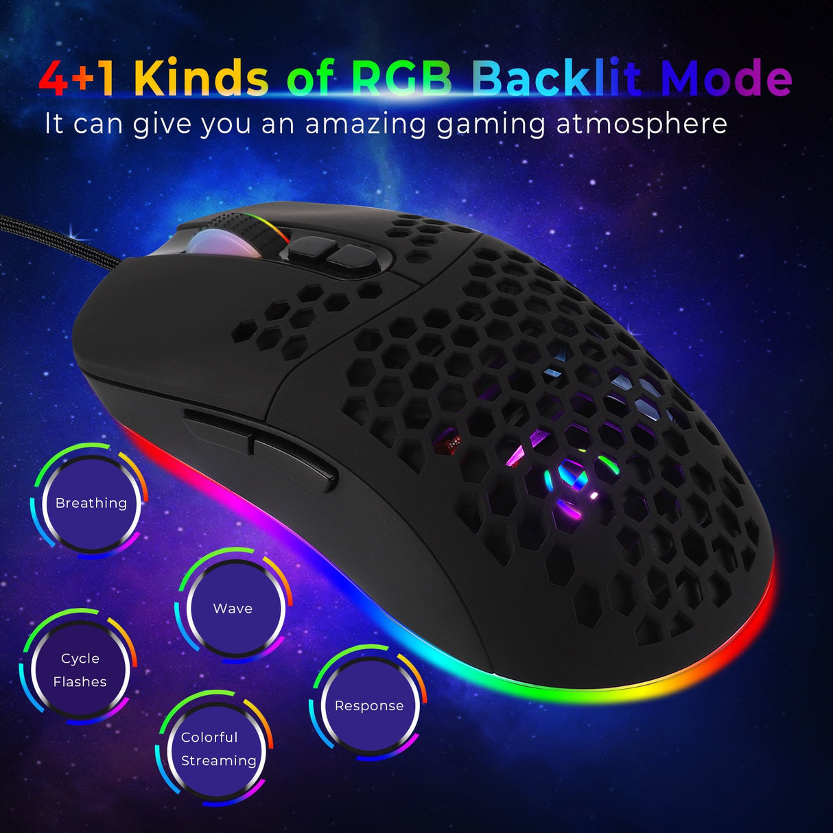 Cave mouse USB-C luminous RGB wired macro programming game mouse with 6 keys to turn off lights - V.I.P Digital Presence