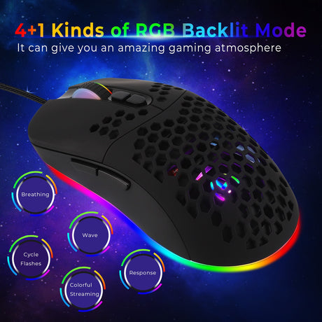 Cave mouse USB-C luminous RGB wired macro programming game mouse with 6 keys to turn off lights - V.I.P Digital Presence
