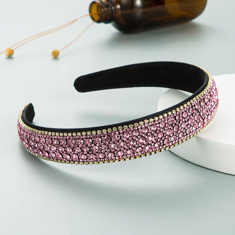 Fashion Net Red Vibrato With The Same Color Full Rhinestones Non-Slip Headband Female Simple Super Flash Korean Style Outing Headwear - V.I.P Digital Presence