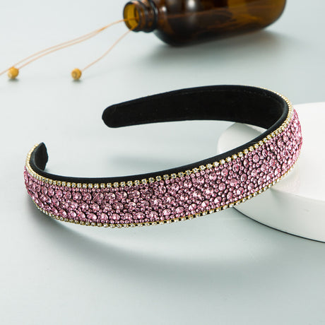 Fashion Net Red Vibrato With The Same Color Full Rhinestones Non-Slip Headband Female Simple Super Flash Korean Style Outing Headwear - V.I.P Digital Presence