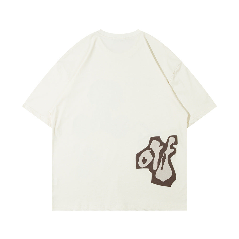 Fun Cartoon Anime Print Short Sleeve T-Shirt Men's High Street Trendy Half Sleeve Pure Cotton Round Neck Loose Tee - V.I.P Digital Presence