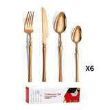 Small waist stainless steel knife, fork, and spoon set of 24 pieces, gold steak knife, fork, stainless steel tableware set, coffee spoon - V.I.P Digital Presence