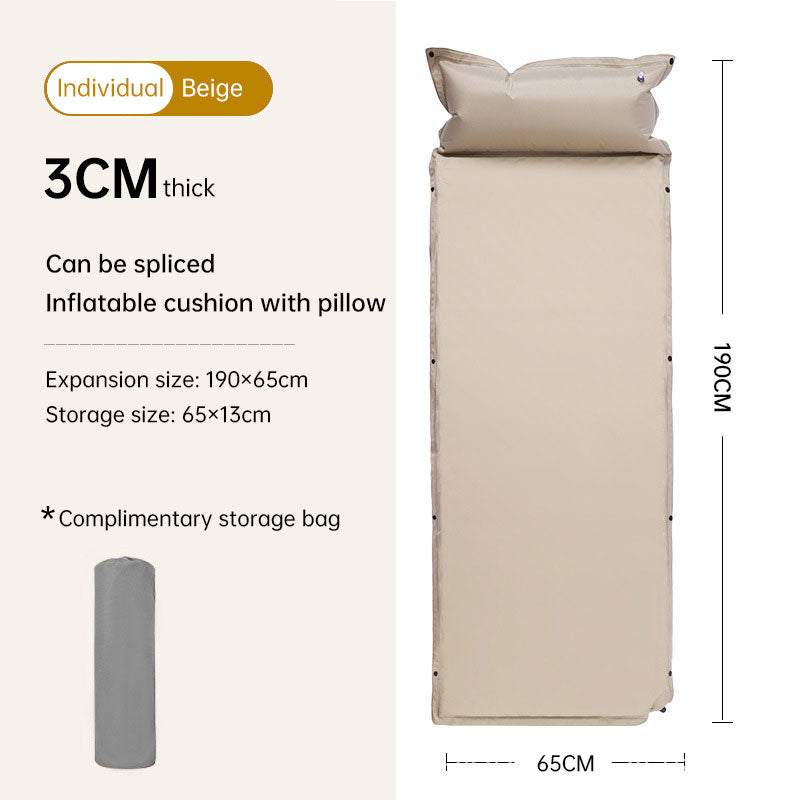 Colchón de aire autoinflable con diseño de camuflaje, ideal para camping y almohada. 
