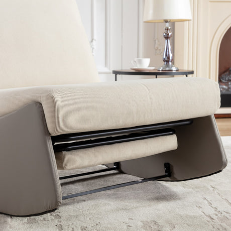 Modern rocking chair recliner, comfortable cushioned recliner with footstool, gray - V.I.P Digital Presence