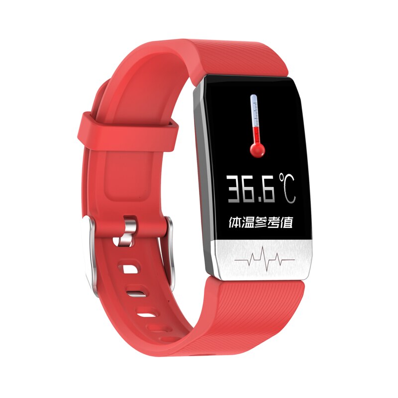 Reloj inteligente T1 con control de temperatura, inmunidad, ECG, frecuencia cardíaca, monitor de presión arterial, pronóstico del tiempo y recordatorio de bebidas. 