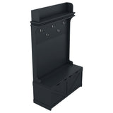 Hall tree with storage desk, entrance desk with drawers and 5 hooks, display rack, dark blue - V.I.P Digital Presence