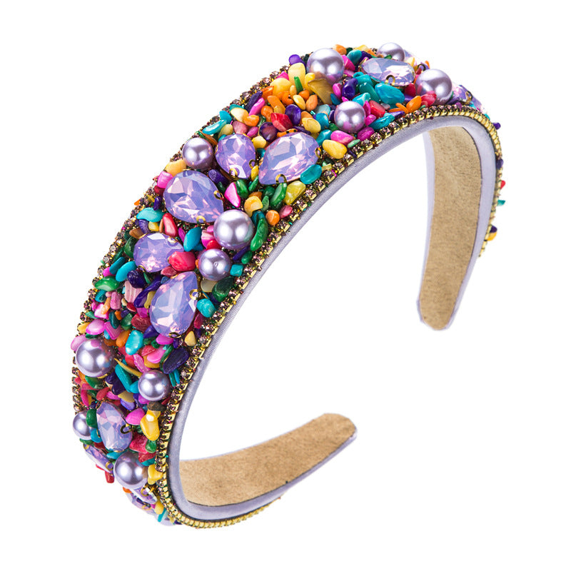 Personalized Design Colorful Turquoise Diamond Inlaid Wide Edge Fabric Candy Colored Headband Temperament Headwear - V.I.P Digital Presence