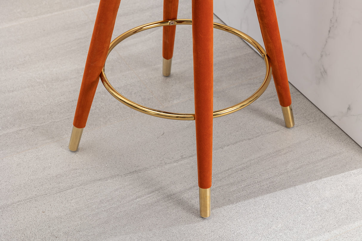 COOLMORE Counter Height Bar Stools Set of 2 for Kitchen Counter Solid Wood Legs with a fixed height of 360 degrees