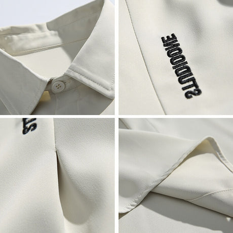 Letter embroidery loose casual short sleeved shirt for men - V.I.P Digital Presence