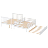 Full over Full Bunk Bed with Trundle and Staircase White