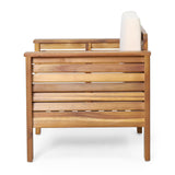 Outdoor Acacia Wood Club Chairs with Cushions, Teak+Beige, 27.75"D x 32"W x 27.75"H - V.I.P Digital Presence