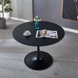 42.1"Black Tulip Table Mid-century Dining Table for 4-6 people With Round Mdf Table Top Pedestal Dining Table